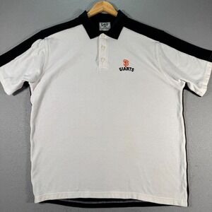 Vintage San Francisco Giants Polo Shirt Mens XL White Black‎ Lee Sports MLB Y2K